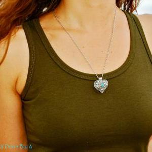 Locket Pendant Necklace, Heart Jewelry, Boho,..