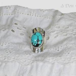 Turquoise Sterling Silver Ring, Adjustable..