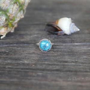 Turquoise And Silver Ring, Simple Rope Ring, 925..