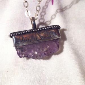 Sterling Silver Raw Amethyst Crystal Necklace,..