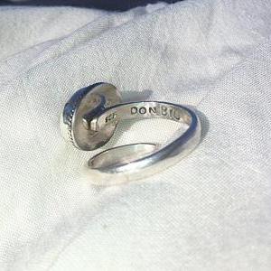 Adjustable Gemstone Ring, Hand Hammered Silver,..