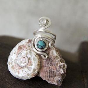 Rainbow Moonstone And Turquoise Solid Sterling..