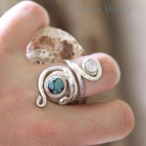 Rainbow Moonstone And Turquoise Solid Sterling..