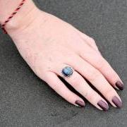 Kyanite Power Ring,Gemstone Ring, Cocktail Ring, 925 Sterling Silver Gemstone Ring, Personalized, Granulated Ring, Womens ring