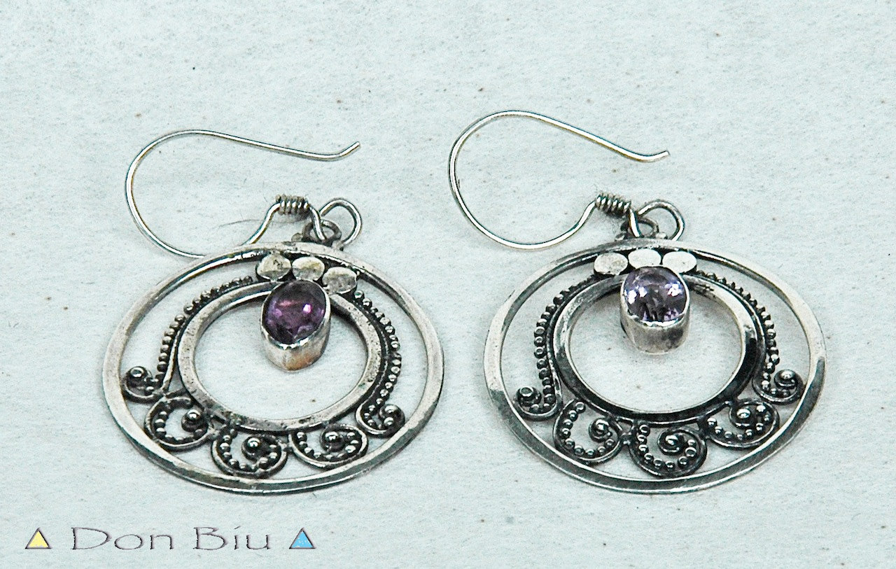 Gemstone Earrings, Light Dangle Earrings, Amethyst & 925 Sterling Silver Earrings, Jewelry, Bohemian Earrings, Delicate Earrings