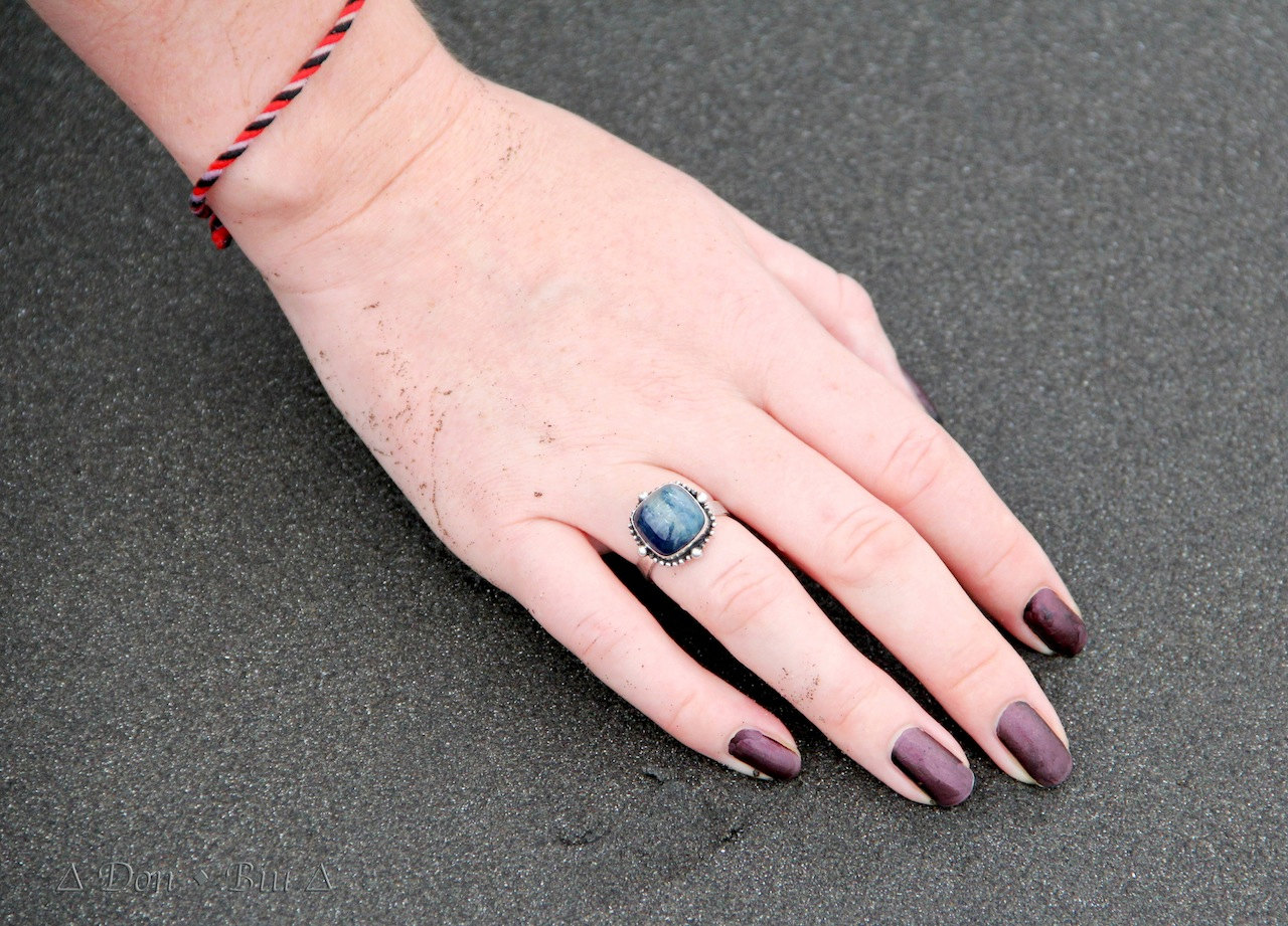 Kyanite Power Ring,gemstone Ring, Cocktail Ring, 925 Sterling Silver Gemstone Ring, Personalized, Granulated Ring, Womens Ring