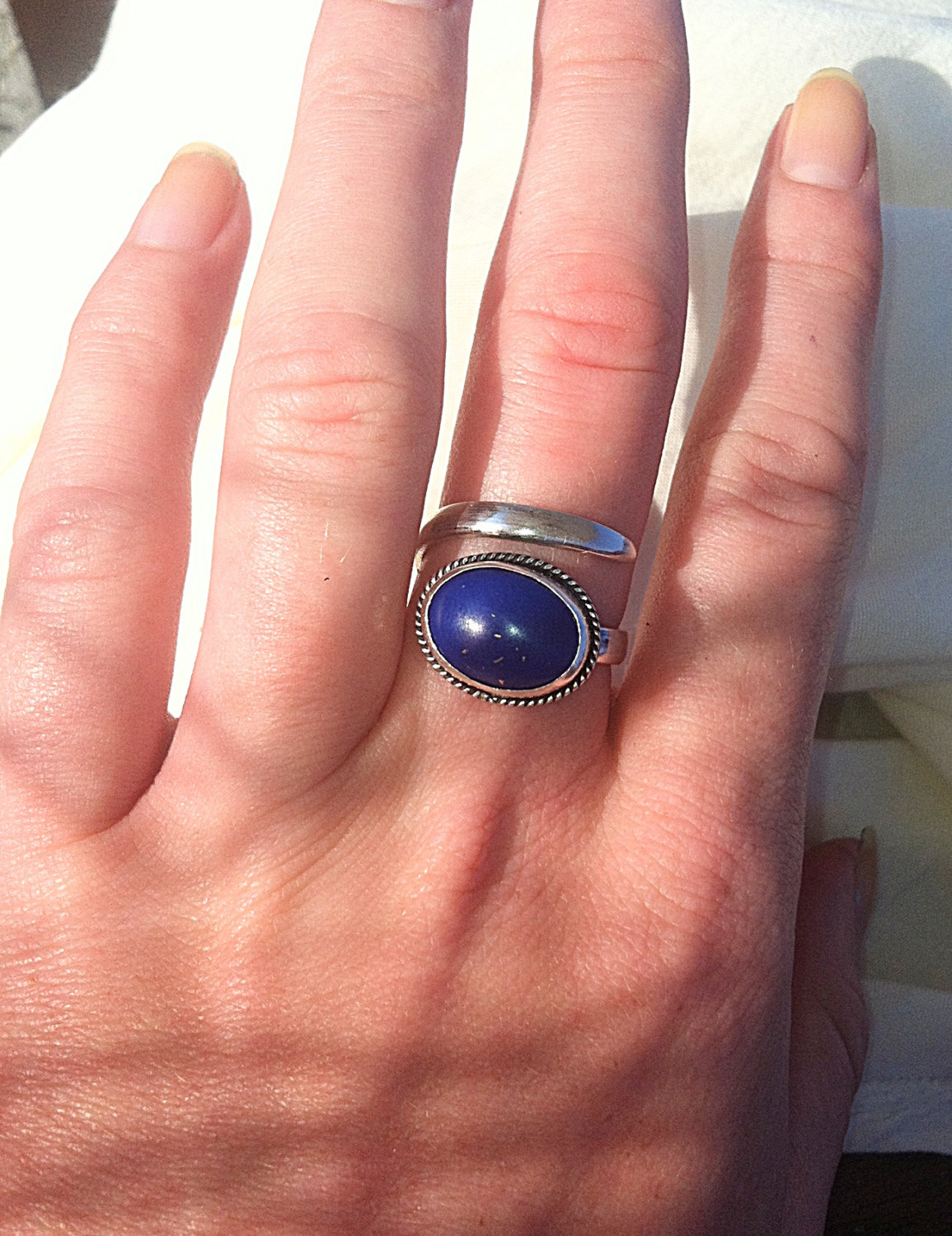 Adjustable Gemstone Ring, Hand Hammered Silver, Lapis Lazuli, Personalized, Bohemian, Silver, 925 Sterling Silver,
