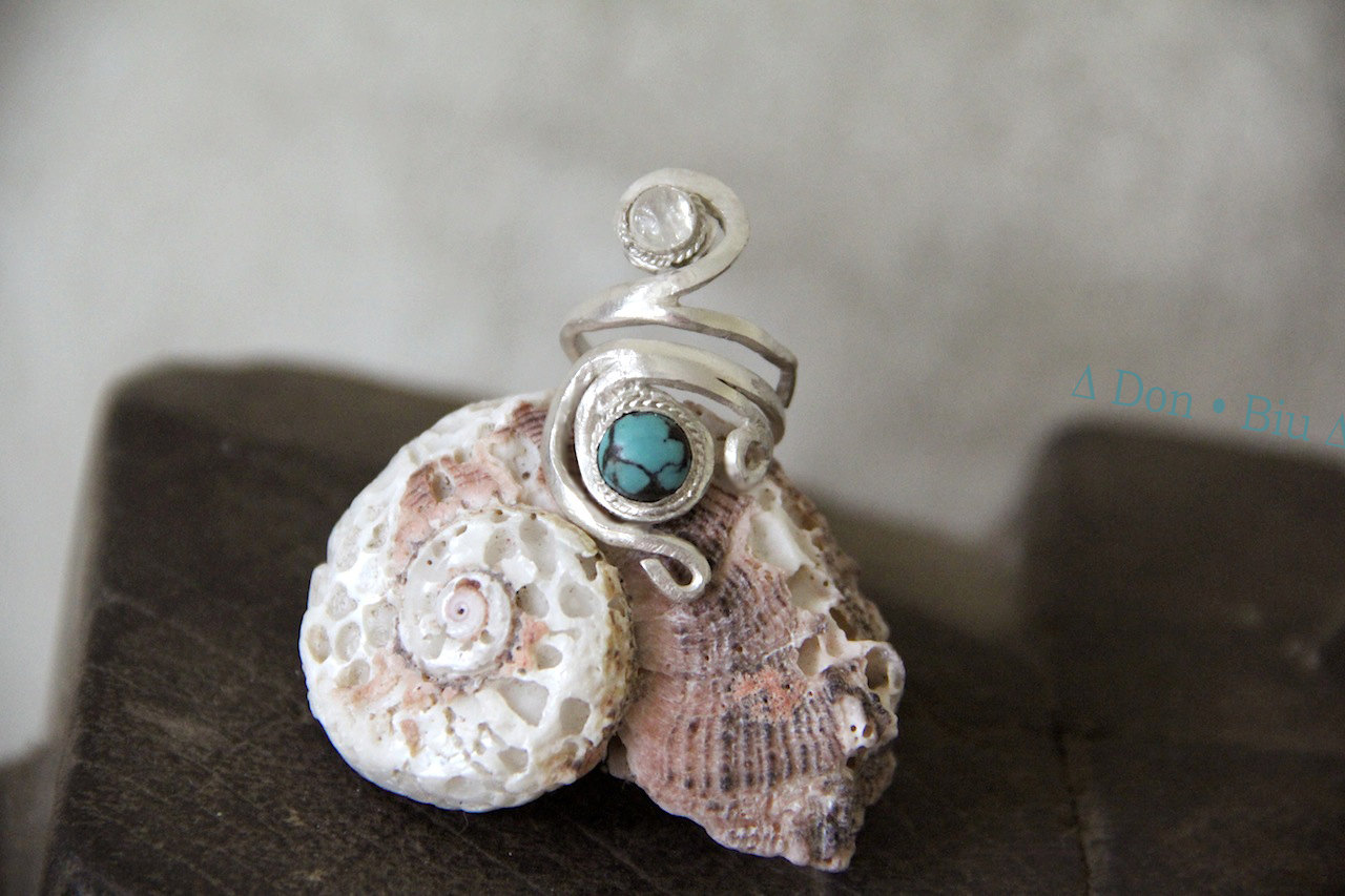 Rainbow Moonstone And Turquoise Solid Sterling Silver Ring, One Of A Kind, Hand Carved Natural Finish Bohemian Ring, Large Statement Ring,